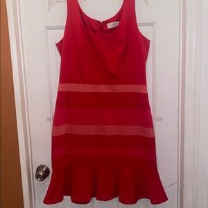 Badgley Mischka Vibrant  Midi Dress with Pink Stripes